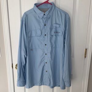 Men's Light Blue Fishing Shirt Button Down Shirt SPF 30+